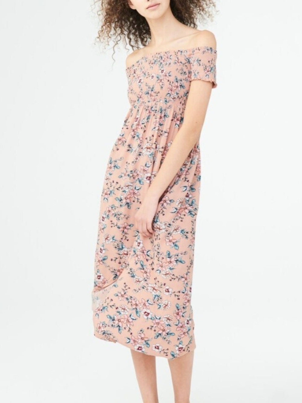 Aéropostale Floral Off-The-Shoulder Midi Dress